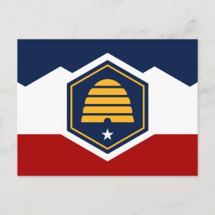Briefkaart met vlag van Utah, Verenigde Staten