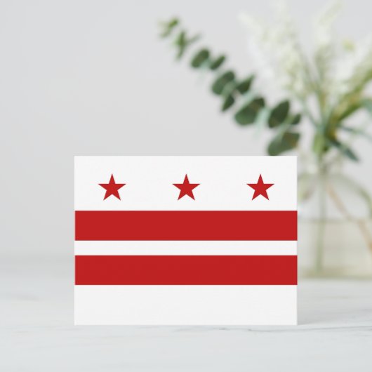 Briefkaart met vlag van Washington DC- Verenigde S (Staand voorkant)
