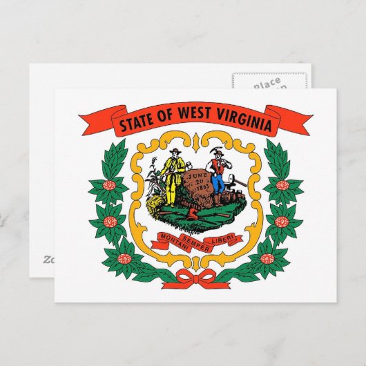 Briefkaart met vlag van West Virginia State - Vere (Voorkant / Achterkant)