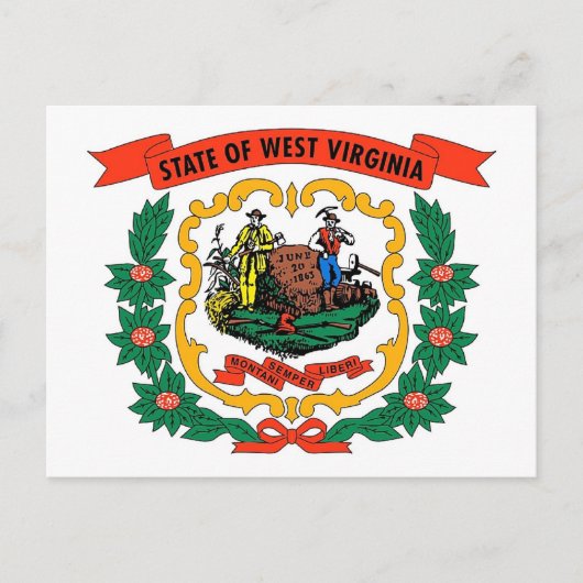 Briefkaart met vlag van West Virginia State - Vere (Voorkant)