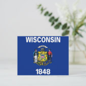 Briefkaart met Vlag van Wisconsin - Verenigde Stat (Staand voorkant)