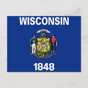 Briefkaart met Vlag van Wisconsin - Verenigde Stat