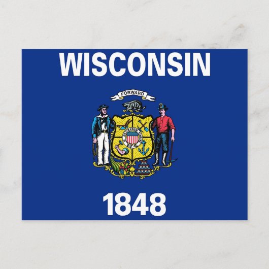 Briefkaart met Vlag van Wisconsin - Verenigde Stat (Voorkant)