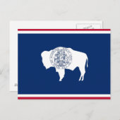 Briefkaart met vlag van Wyoming State - Verenigde (Voorkant / Achterkant)