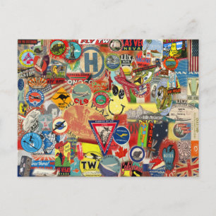 Briefkaart met  vlaggen en stickers