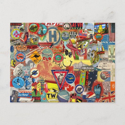 Briefkaart met  vlaggen en stickers (Voorkant)