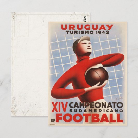Briefkaart met Voetbal van Uruguay (Voorkant / Achterkant)