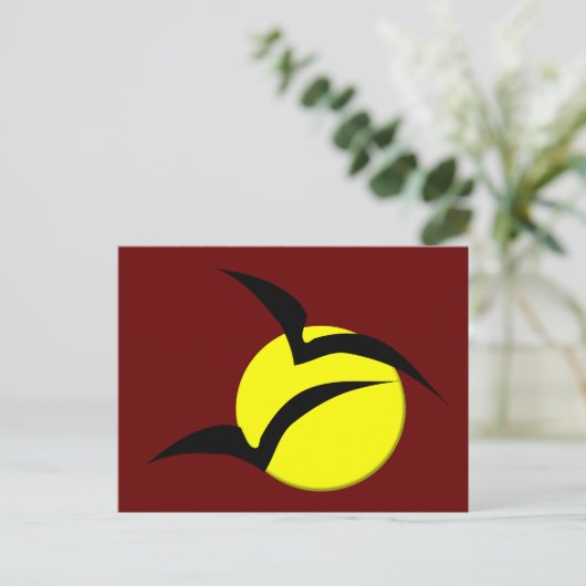 Briefkaart met volle maan en vleermuizen (Staand voorkant)