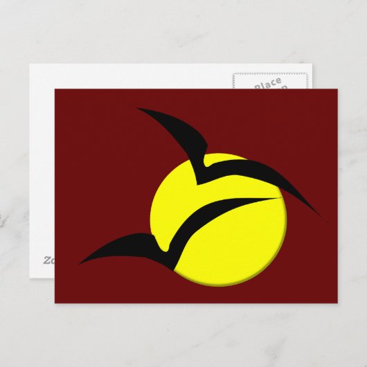 Briefkaart met volle maan en vleermuizen (Voorkant / Achterkant)