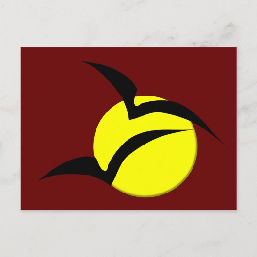 Briefkaart met volle maan en vleermuizen (Voorkant)