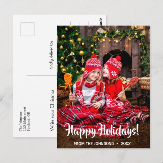 Briefkaart met vrolijk kerstfeest Prettige feestda (Voorkant / Achterkant)