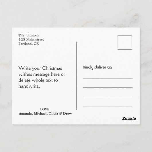 Briefkaart met vrolijk kerstfeest Prettige feestda (Achterkant)