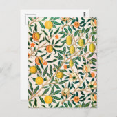 BRIEFKAART MET WILLIAM MORRIS GEEL "POMEGRANATEN" (Voorkant / Achterkant)