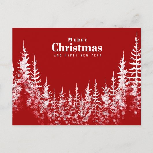 Briefkaart met witte kerstbomen (Voorkant)