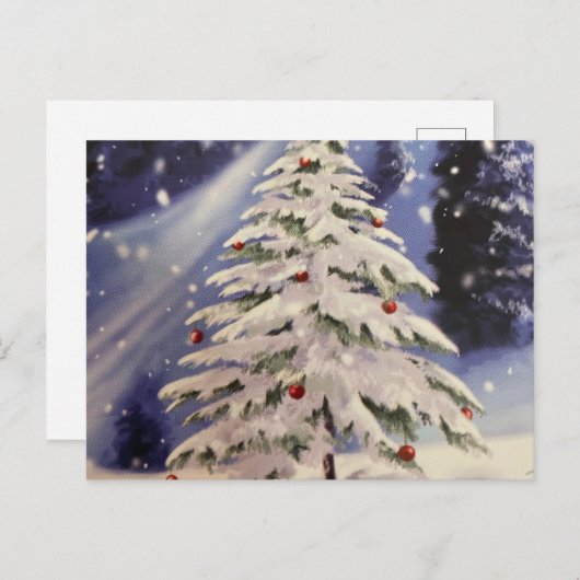 Briefkaart met witte kerstfeestdag (Voorkant / Achterkant)