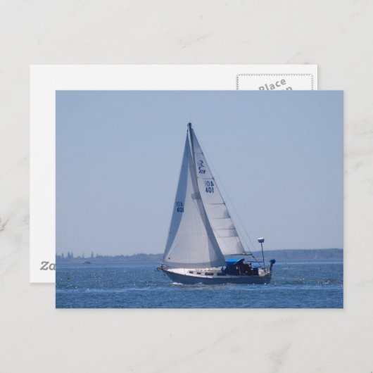 Briefkaart met zeilboot (Voorkant / Achterkant)