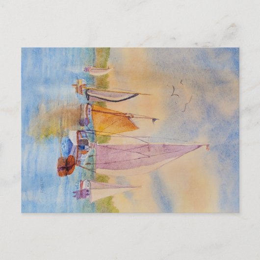 Briefkaart met zeilboot, zeilschip briefkaart, Mai (Voorkant)