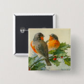 Briefkaart met zoete vogels Druk Button PIn (Voorkant /achterkant)