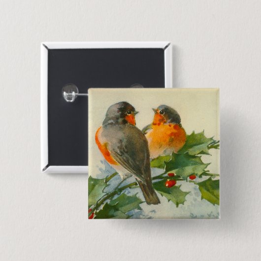 Briefkaart met zoete vogels Druk Button PIn (Voorkant /achterkant)