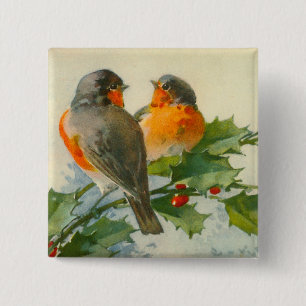 Briefkaart met zoete vogels Druk Button PIn