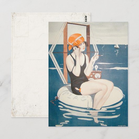 Briefkaart met  zomerillustratie (Voorkant / Achterkant)