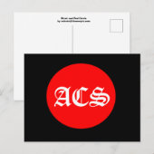 Briefkaart met zwarte en rode cirkel (Voorkant / Achterkant)