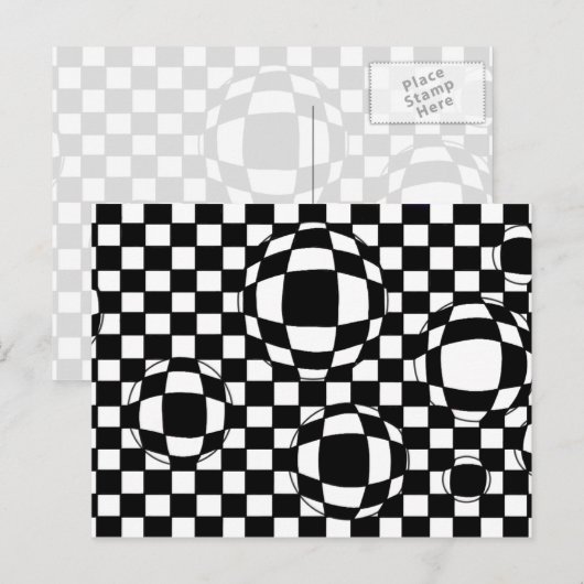 Briefkaart met zwarte en witte bubbels (Voorkant / Achterkant)