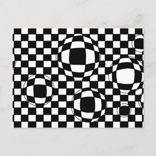 Briefkaart met zwarte en witte bubbels (Voorkant)