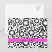 Briefkaart met zwarte en witte florale oplossing (Voorkant / Achterkant)