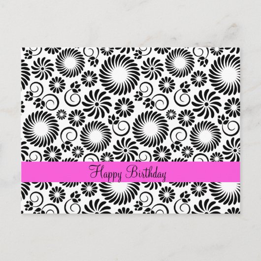 Briefkaart met zwarte en witte florale oplossing (Voorkant)