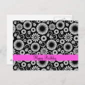 Briefkaart met zwarte en witte florale oplossing (Voorkant / Achterkant)