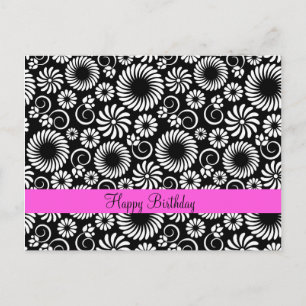 Briefkaart met zwarte en witte florale oplossing
