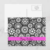 Briefkaart met zwarte en witte florale oplossing (Voorkant / Achterkant)