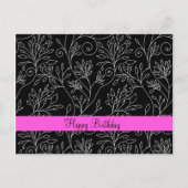 Briefkaart met zwarte en witte florale oplossing (Voorkant)
