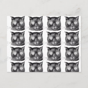 Briefkaart met zwarte en witte kat - Steampunk