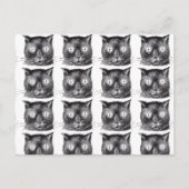 Briefkaart met zwarte en witte kat - Steampunk (Voorkant)