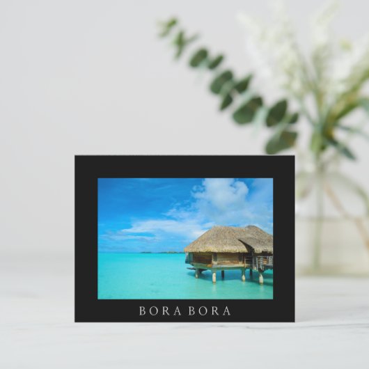 Briefkaart met zwarte tekst Bora Bora Bora (Staand voorkant)