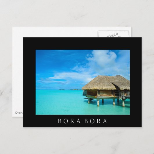 Briefkaart met zwarte tekst Bora Bora Bora (Voorkant / Achterkant)