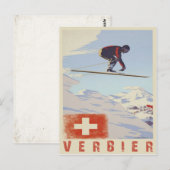 Briefkaart met Zwitserland Ski Print (Voorkant / Achterkant)