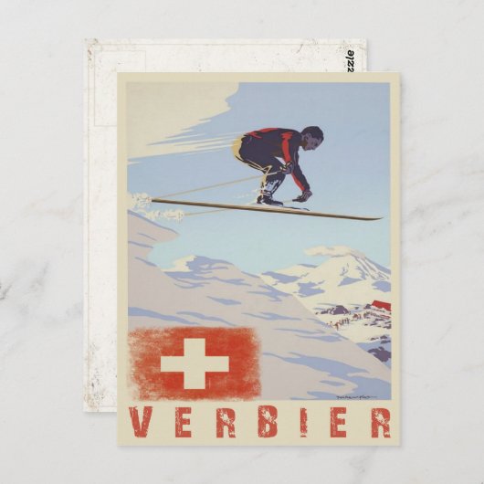 Briefkaart met Zwitserland Ski Print (Voorkant / Achterkant)