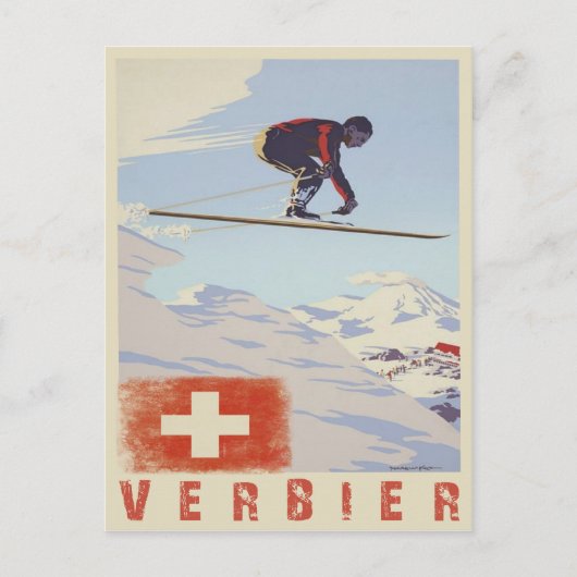 Briefkaart met Zwitserland Ski Print (Voorkant)