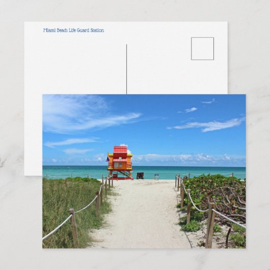Briefkaart Miami Beach Life Guard Station (Voorkant / Achterkant)