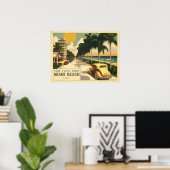 briefkaart Miami Beach Ocean Drive uit 1920 Poster (Thuiskantoor)