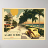 briefkaart Miami Beach Ocean Drive uit 1920 Poster (Voorkant)