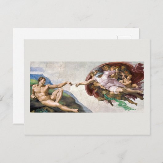 BRIEFKAART : MICHELANGELO : DE OPRICHTING VAN ADAM (Voorkant / Achterkant)