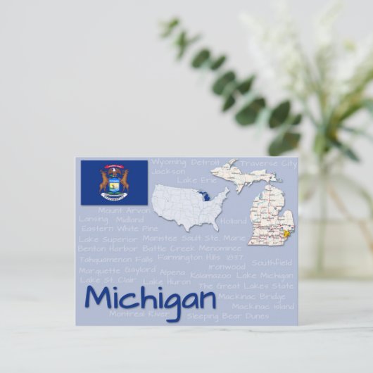 Briefkaart "Michigan" (Staand voorkant)