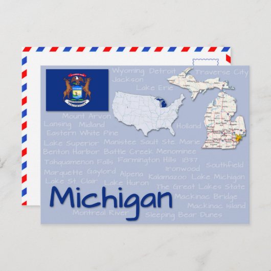 Briefkaart "Michigan" (Voorkant / Achterkant)