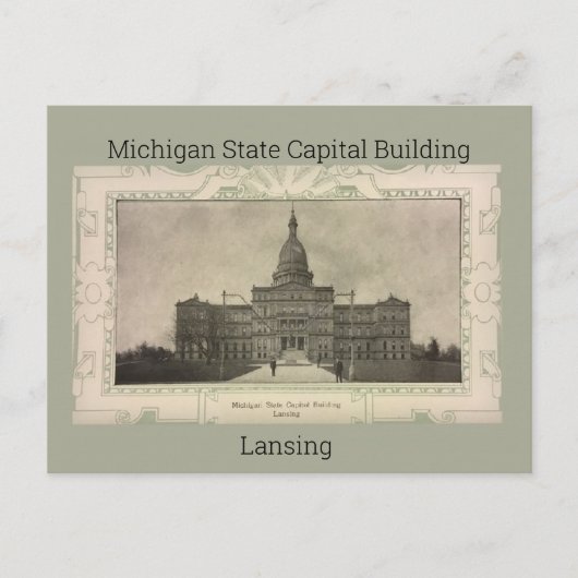 Briefkaart Michigan State Capital Building (1908) (Voorkant)