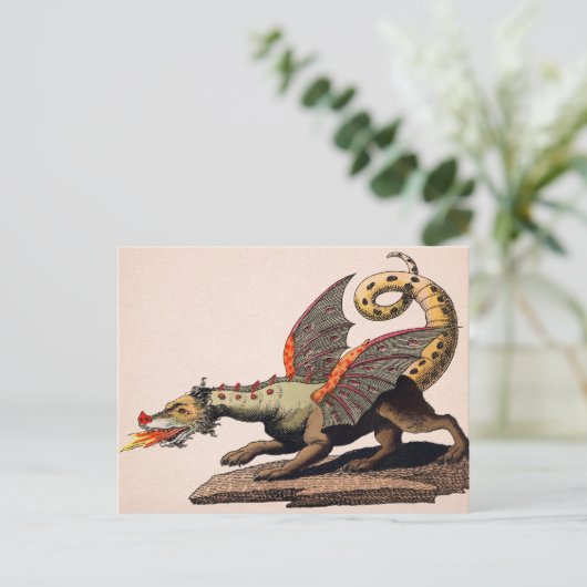  Briefkaart middeleeuwse draak (Staand voorkant)
