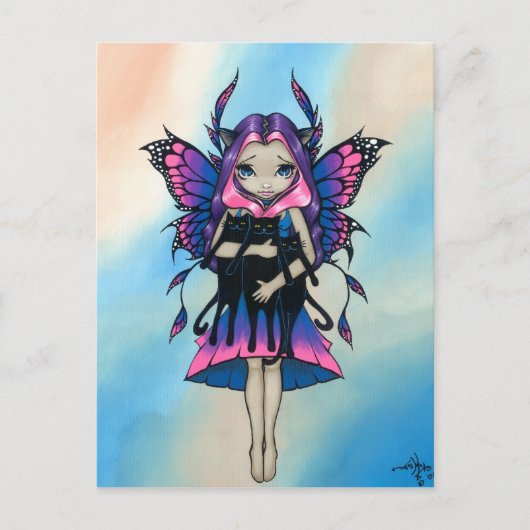 briefkaart "Mijn drie Katten" (Voorkant)